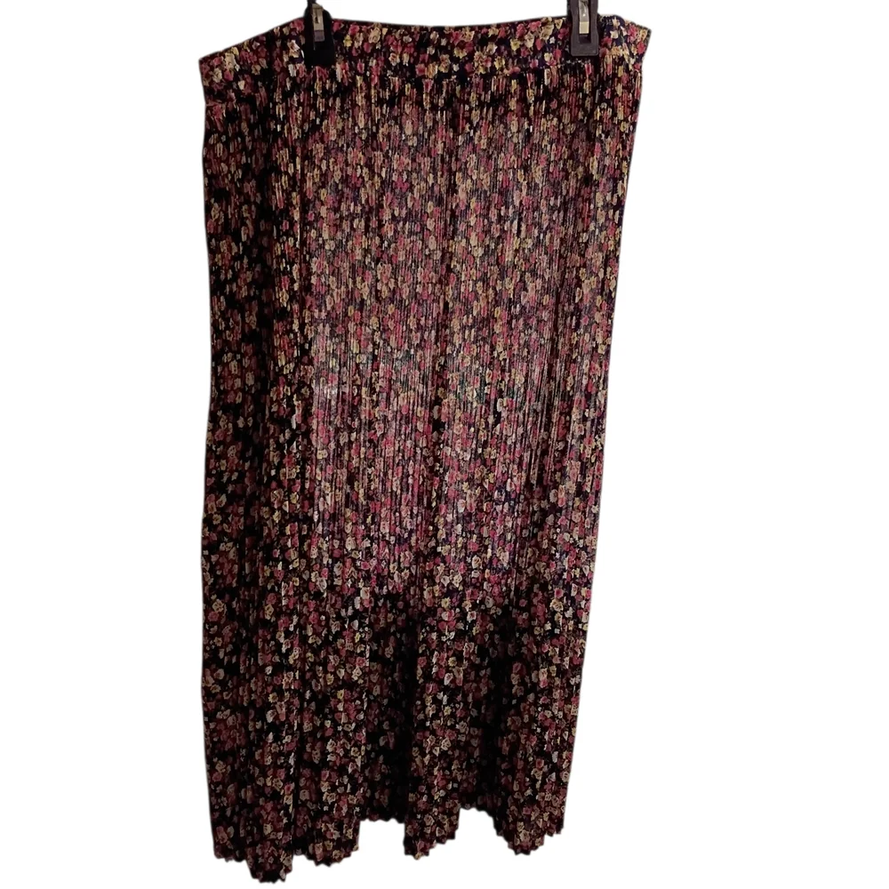 VTG Prophecy by Sag Harbor Floral Pleated Long Skirt Elastic Waist Size Large - Picture 2 of 6